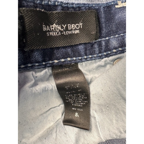 Express Stella Jeans Women 8L (32x33) Blue Stitch Whiskered Barely Boot Denim - Picture 9 of 9